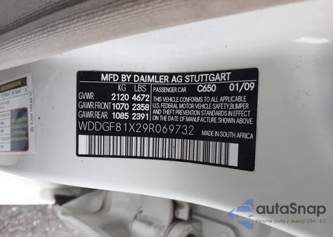 2009 Mercedes-Benz C 300 Luxury 4Matic/Sport 4Matic from USA, damaged, VIN WDDGF81X29R069732